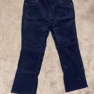 Woman within stretch corduroy blue pants